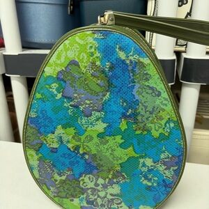 Colorful Floral Vintage Retro MCM Teardrop Hat Box